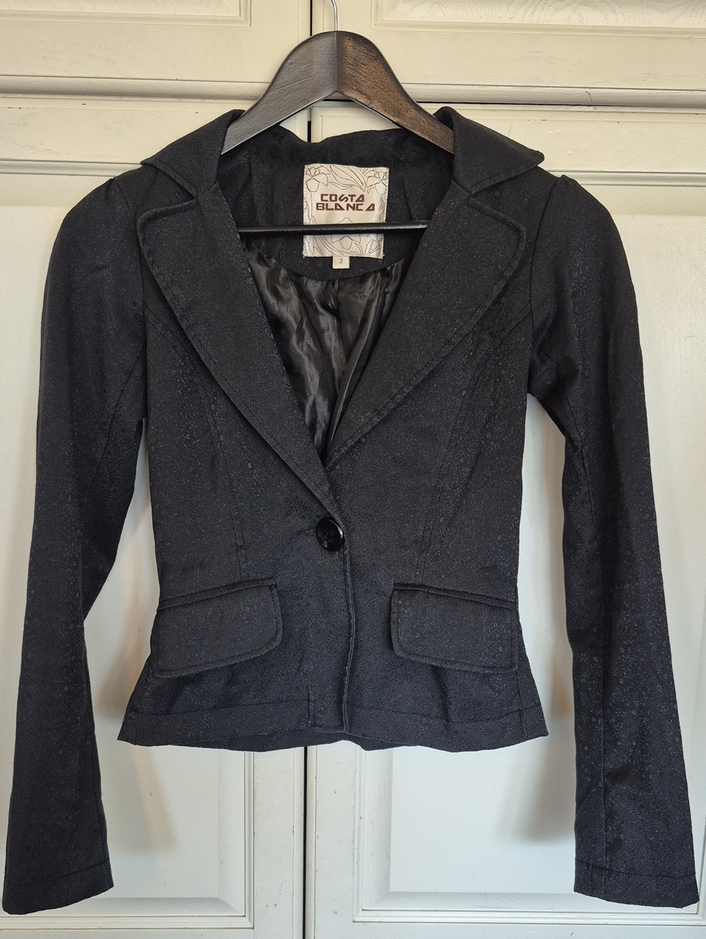 Costa Blanca Black Single-Button Tailored Blazer Jacket Y2K
